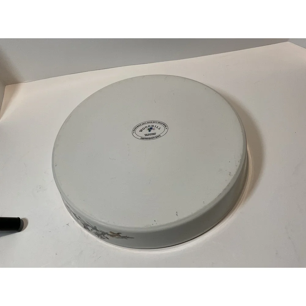 Woodhill Fine Bakeware‎ Round Floral Serving Pie Plate Dish Microwave Oven Safe